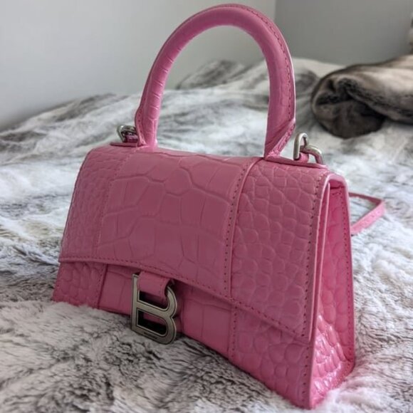 BALENCIAGA HOURGLASS XS HANDBAG CROCODILE EMBOSSED (PINK) - Brand New! <3 - Picture 7 of 9